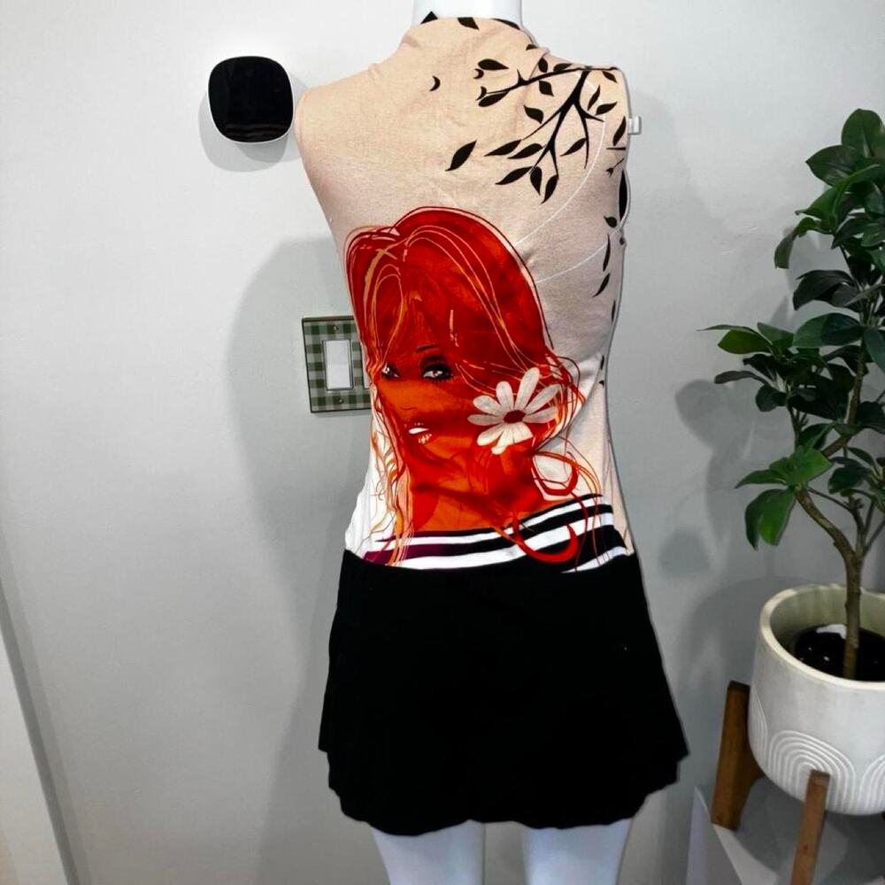 Vintage 90s y2k custo barcelona graphic face print mini dress - Picture 6 of 8